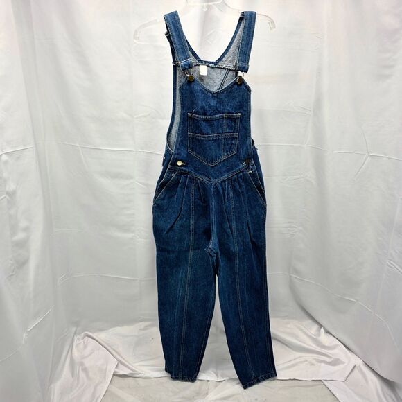 Denim - Vintage 80s/90s High-Waisted Pleated Denim Overalls Size Large Relax Retro Fit